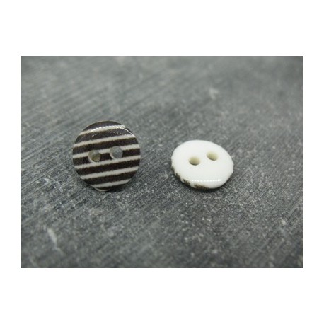 Bouton noir ligne blanche brillant 11mm