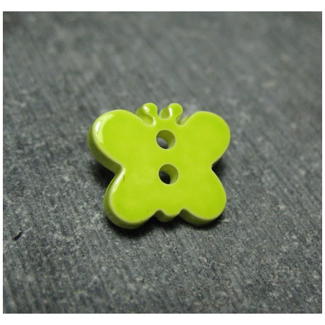 Bouton papillon vert anis 15 mm b8