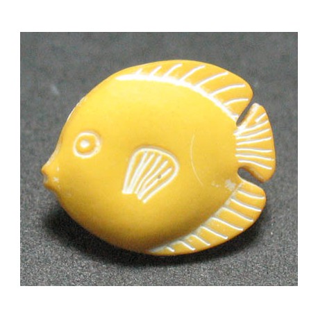 Bouton poisson discus jaune 13mm 