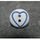 Bouton coeur bleu base blanche 15mm