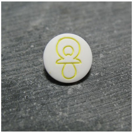 Bouton tétine blanc jaune 12 mm b6