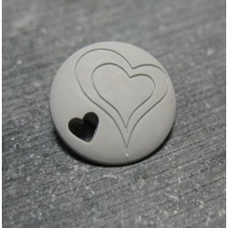 Bouton coeur gris 18mm 