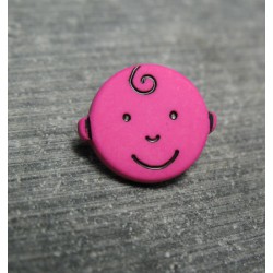 Bouton houpette fuschia 15mm