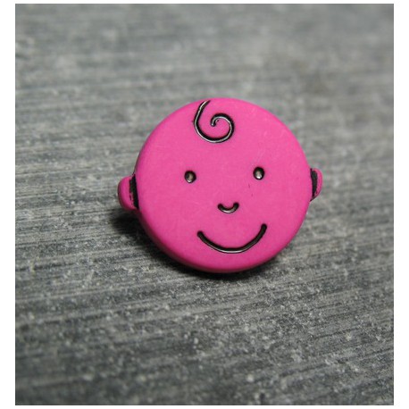 Bouton houpette fuschia 15 mm b21