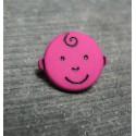 Bouton houpette fuschia 15mm