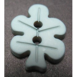 Bouton feuille gris bleu 18mm 